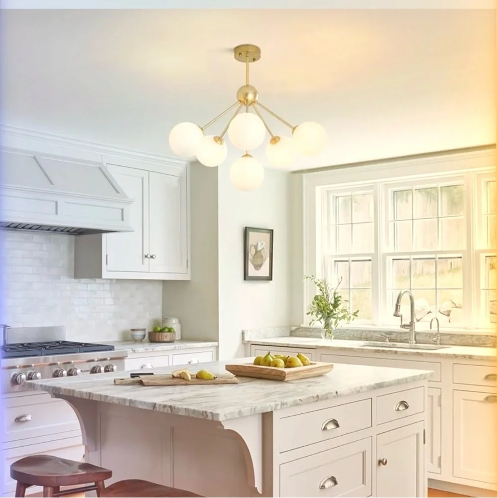 Elegant Gold and White Chandelier